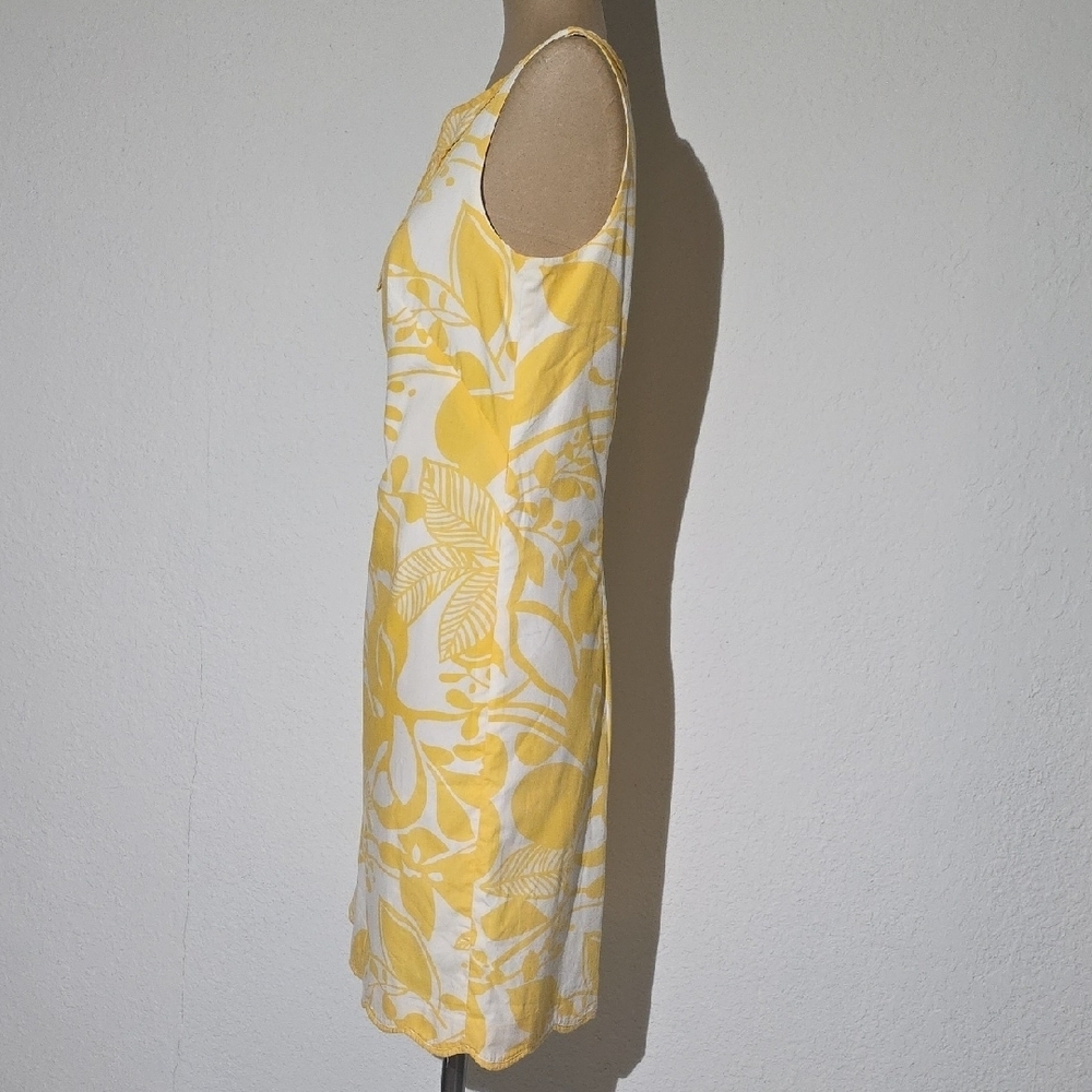 Talbots Yellow White Floral Dress Tropical Vacation Cruise Resortwear Size 8 - Picture 5 of 15